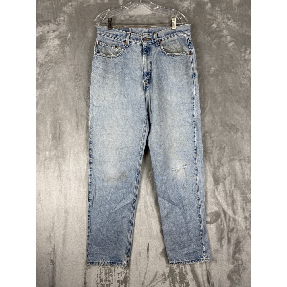 Levi Strauss 550 Relaxed Fit Light Wash Denim Jeans Men Sz 33X32 Distressed